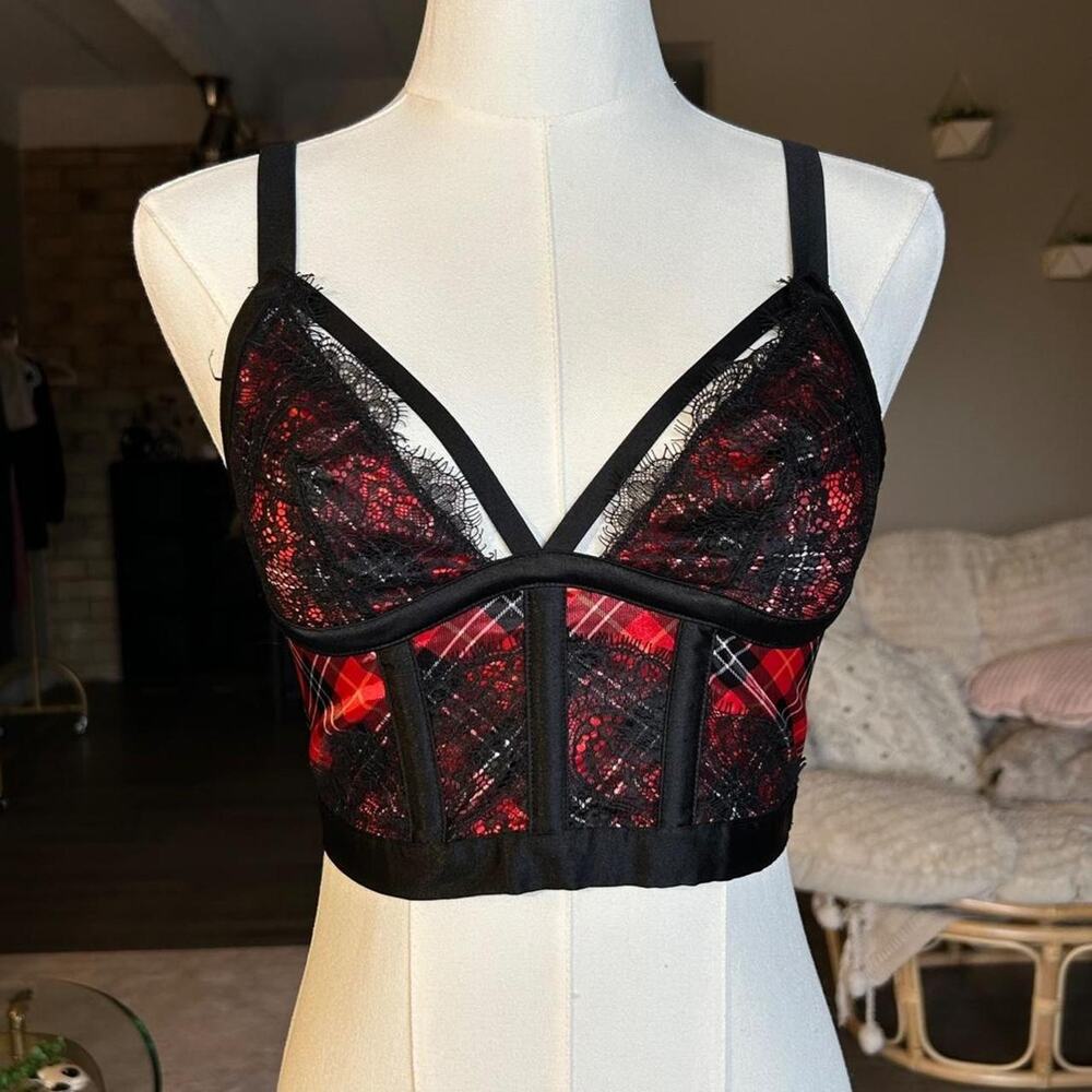 Victorias secret redblack plaid corset